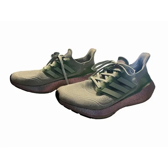 ADIDAS ULTRABOOST 21 RUNNING SHOES-HAZY GREEN-WOMEN'S 9.5 - Picture 14 of 15